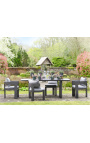 Chaise de repas "Aruba" tissu gris clair et aluminium gris anthracite