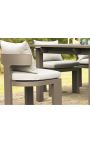 Esszimmerstuhl "Aruba" weißer stoff und taupe aluminium