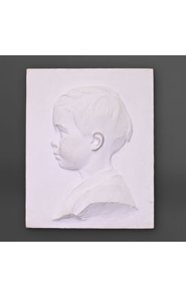 Coppia di profilo bambino in gesso da fissare alla parete - negativo e positivo