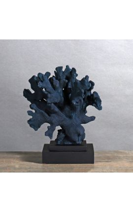Coral Stylophora Pistillata modrá namontovaný na drevenej báze - Model 2