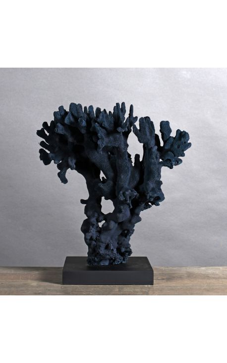 Coral Stylophora Pistillata modrá namontovaný na drevenej báze - Model 3