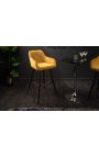 Ensemble de 2 chaises de bar "Sienna" design en velours jaune moutarde