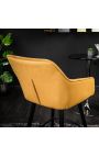 Ensemble de 2 chaises de bar "Sienna" design en velours jaune moutarde