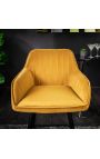 Ensemble de 2 chaises de bar "Sienna" design en velours jaune moutarde