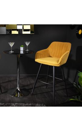 Conjunto de 2 cadeiras de bar &quot;Euforia&quot; design em veludo amarelo mostarda