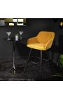 Ensemble de 2 chaises de bar "Sienna" design en velours jaune moutarde