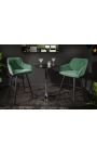 Set de 2 scaune de bar "Siena" design în smaragd verde catifea