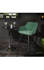 Set de 2 scaune de bar "Siena" design în smaragd verde catifea