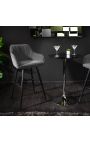 Set von 2 Barstühlen "Sieben" design in grau samt