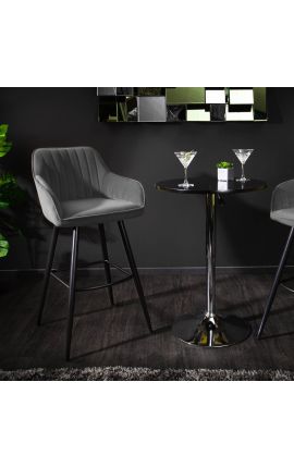 Set de 2 scaune de bar "Siena" design în catifea gri
