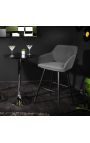 Set von 2 Barstühlen "Sieben" design in grau samt