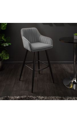 Set von 2 Barstühlen &quot;Sieben&quot; design in grau samt