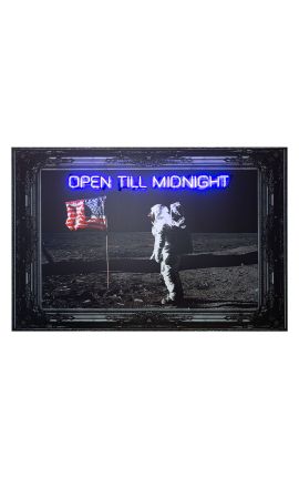 Wall artwork with aluminium and neon "Space girl" golden - 3 sizes possible