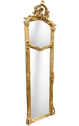 Miroir psyché de style Louis XVI doré avec deux miroirs