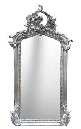 Ασημένιο ορθογώνιο καθρέφτη τύπου Λουδοβίκου XVI - 102 cm x 53 cm