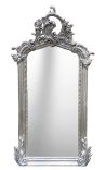 Srebro Louis XV rocaille stil pravougaoni ogledalo - 102 cm x 53 cm - 1