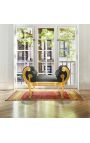Roman bench black velvet fabric and gilded wood