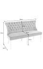 Banc pla barroc modern de vellut gris i acer inoxidable cromat
