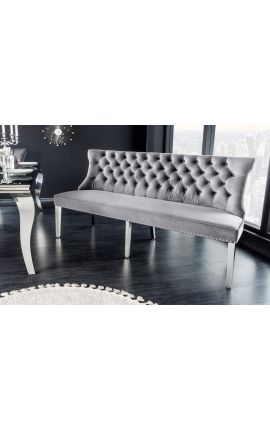 Modern barock soffa sammetsgrå och krom rostfritt stål