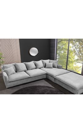 Divano angolare 255 cm CELESTE grigio velluto curvo