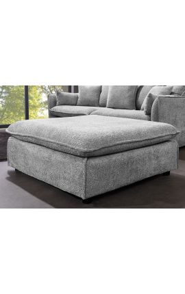 Grande banquette carrée 100 cm CELESTE en velours bouclé gris