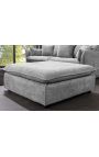 Banc quadrat gran 100 cm CELESTE en vellut corbat gris