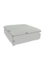 Banc quadrat gran 100 cm CELESTE en vellut corbat gris