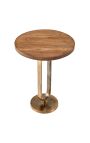 Zijde tafel BENI metalen kleur messing en mango boom hout top