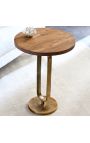 Zijde tafel BENI metalen kleur messing en mango boom hout top