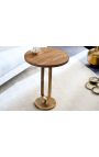 Zijde tafel BENI metalen kleur messing en mango boom hout top