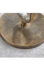 Zijde tafel BENI metalen kleur messing en mango boom hout top