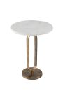 Sidebord BENI metalfarvet messing og mango træ træ top