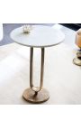 Zijde tafel BENI metalen kleur messing en mango boom hout top
