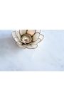 Mesa lateral BENI metal cor bronze e manga árvore madeira topo