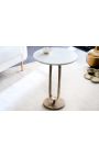 Zijde tafel BENI metalen kleur messing en mango boom hout top