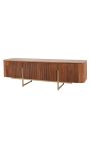 TV-eenheid GABBY in mangohout met matgoud metalen basis - 160 cm