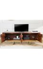 TV-eenheid GABBY in mangohout met matgoud metalen basis - 160 cm