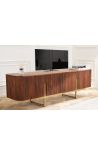TV-enheten GABBY i mango tre tre med matt gull metall base - 160 cm