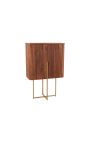 Hoog dressoir GABBY mangoboomhout met gouden onderstel - 125 cm