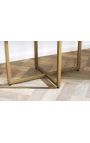 Hoog dressoir GABBY mangoboomhout met gouden onderstel - 125 cm