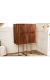 Buffet haut en manguier GABBY avec piètement doré - 125 cm