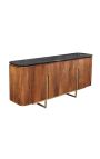 4-deurs GABBY mango dressoir met zwart marmeren blad - 160 cm
