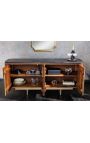 4-deurs GABBY mango dressoir met zwart marmeren blad - 160 cm