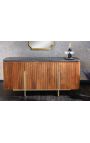 4-deurs GABBY mango dressoir met zwart marmeren blad - 160 cm