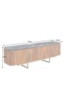 TV-meubel GABBY in mangoboomhout met zwart marmeren blad - 160 cm