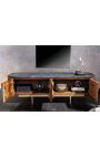 TV unit GABBY в деревянном манго с черным мрамором - 160 cm