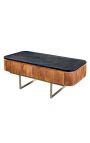 Mesa de café GAY en madera de mango con tapa de mármol negro