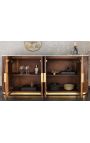 Buffet 4 portes en manguier GABBY avec plateau en marbre blanc - 180 cm