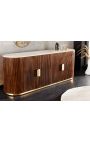 4-deurs GABBY mango kast met wit marmeren top - 180 cm