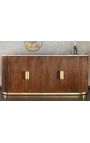 Buffet 4 portes en manguier GABBY avec plateau en marbre blanc - 180 cm
